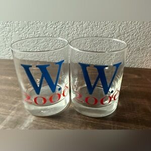 (2) President George W. Bush Inauguration 2000 Lowball rocks Old Fashioned Glass
